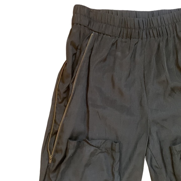 Black Ankle Jogger Track Pants with Zipper Detail Lightweight Size M - Picture 5 of 8